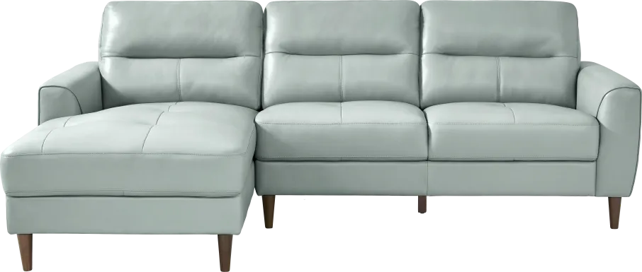 Sutton Heights Aqua Leather 2 Pc Sectional