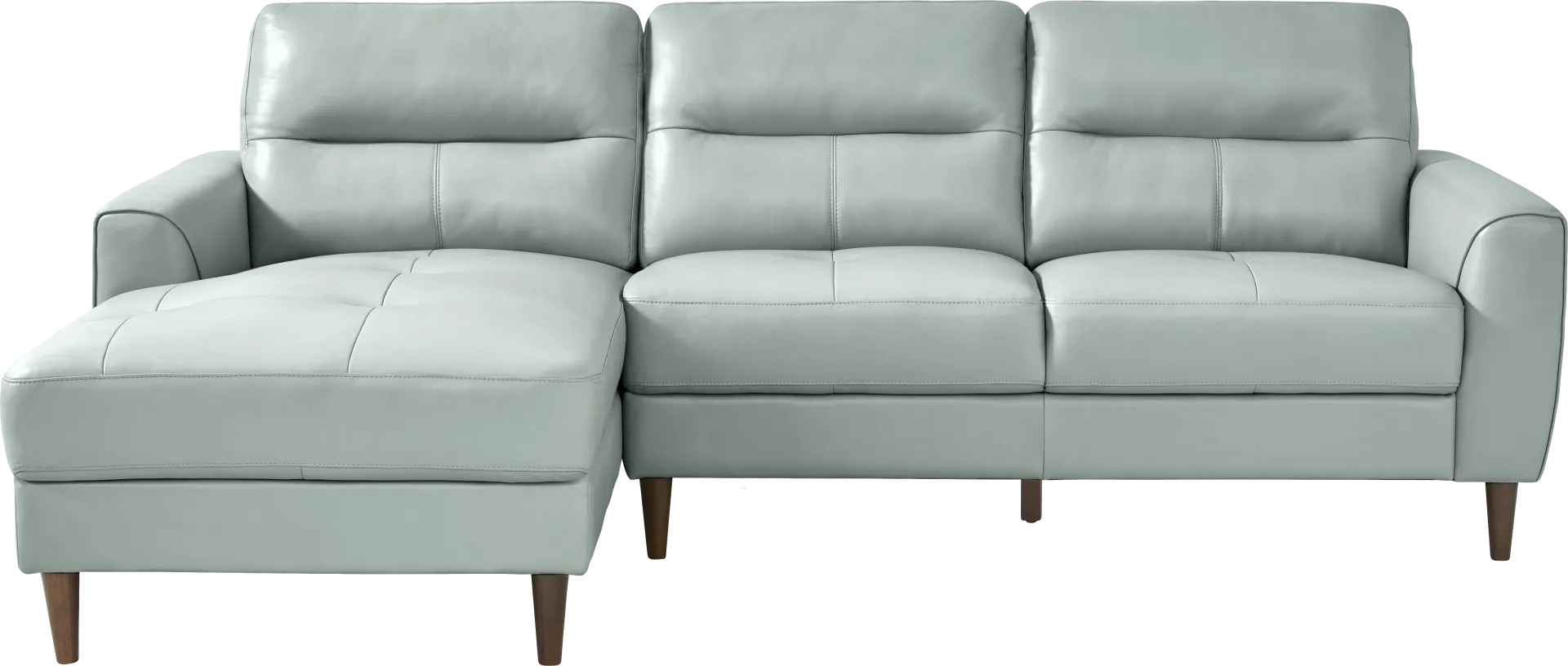 Sutton Heights Aqua Leather 2 Pc Sectional - Image 2