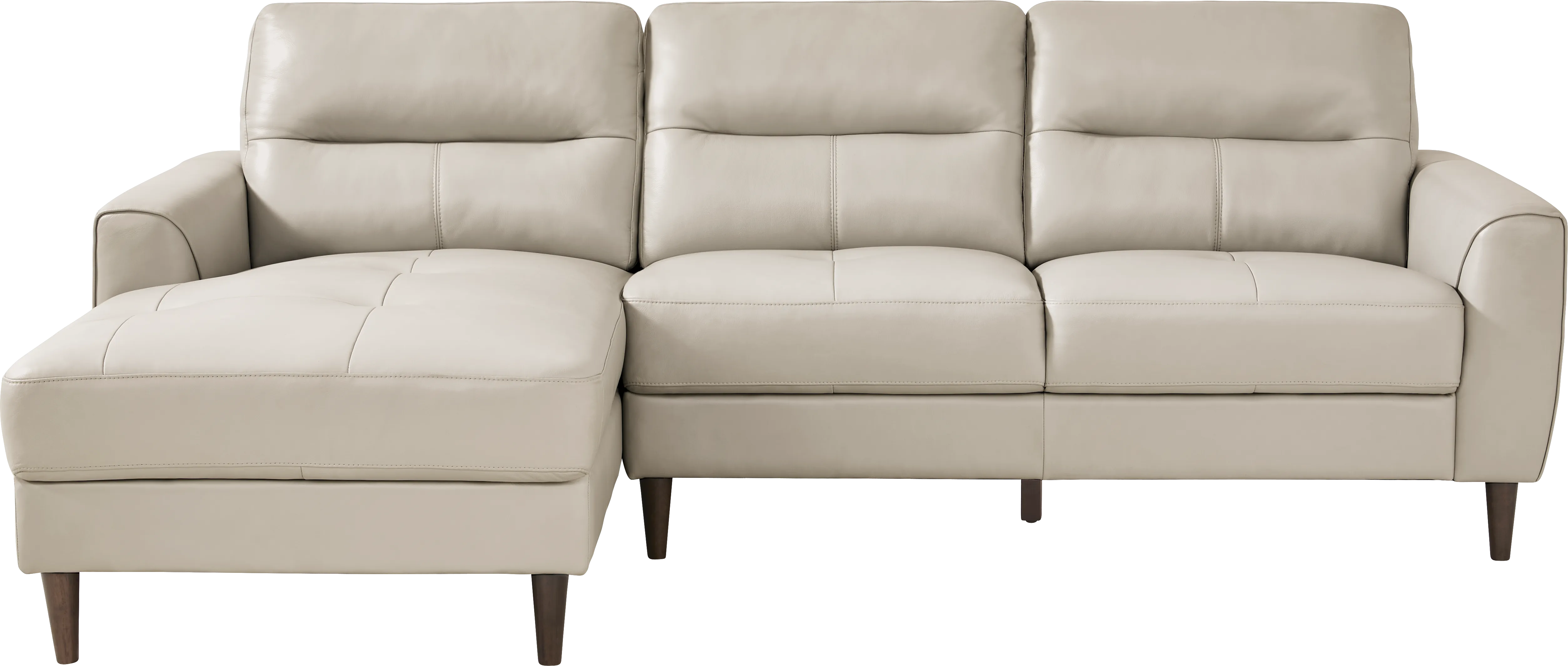 Sutton Heights Beige Leather 2 Pc Sectional - Thumbnail - Image 1