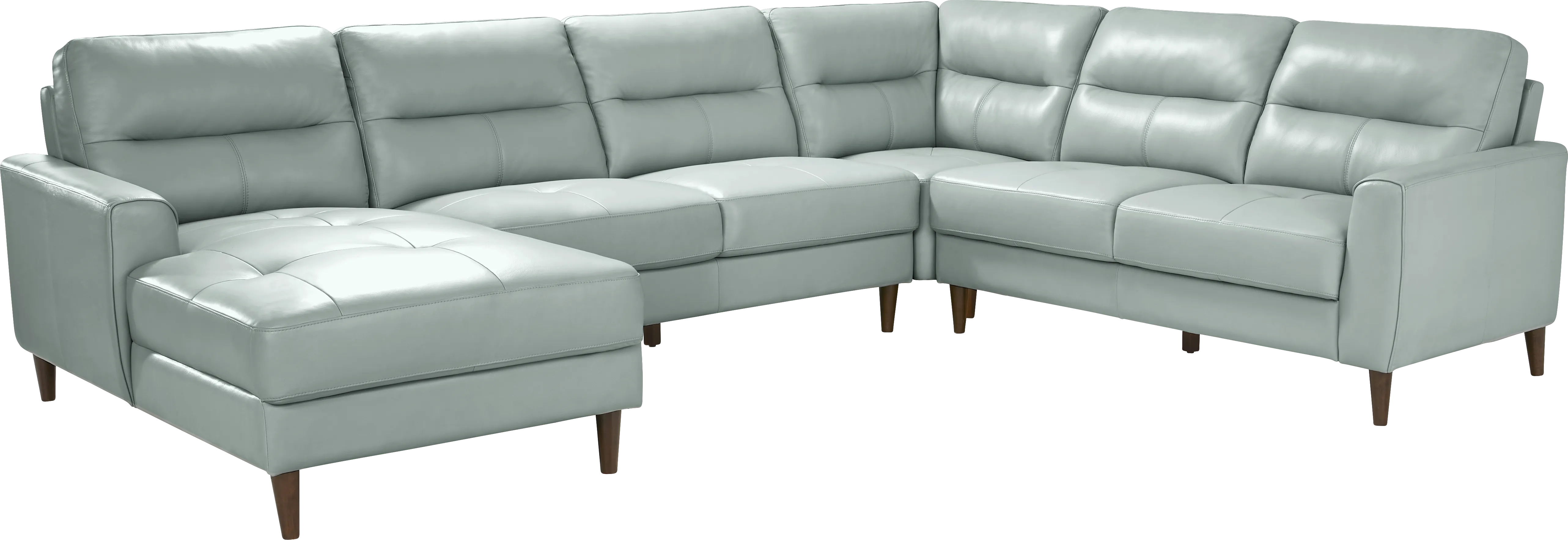 Sutton Heights Aqua Leather 4 Pc Sectional - Thumbnail - Image 1