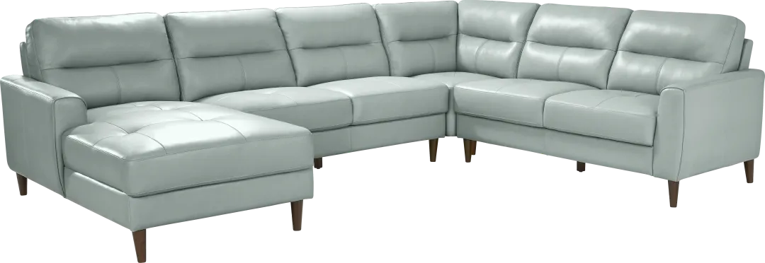 Sutton Heights Aqua Leather 4 Pc Sectional