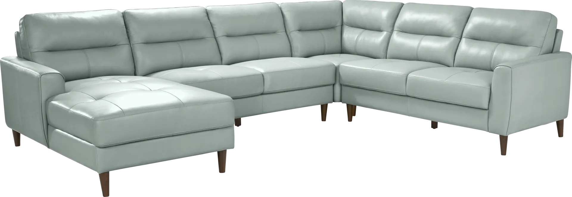 Sutton Heights Aqua Leather 4 Pc Sectional - Image 1