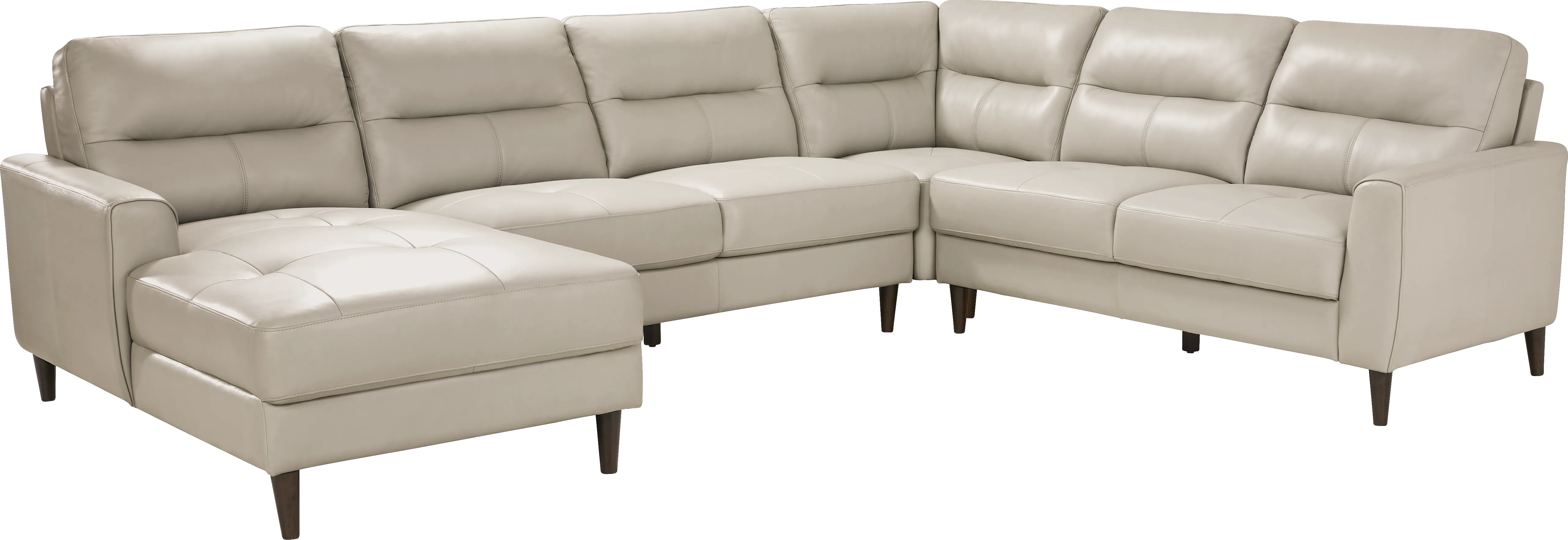 Sutton Heights Beige Leather 4 Pc Sectional - Thumbnail - Image 1