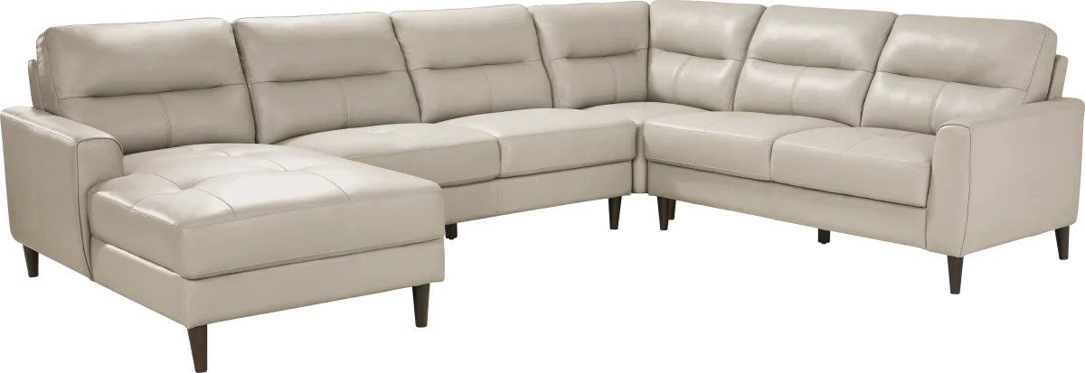 Sutton Heights Beige Leather 4 Pc With Chaise Left Arm Sectional ...