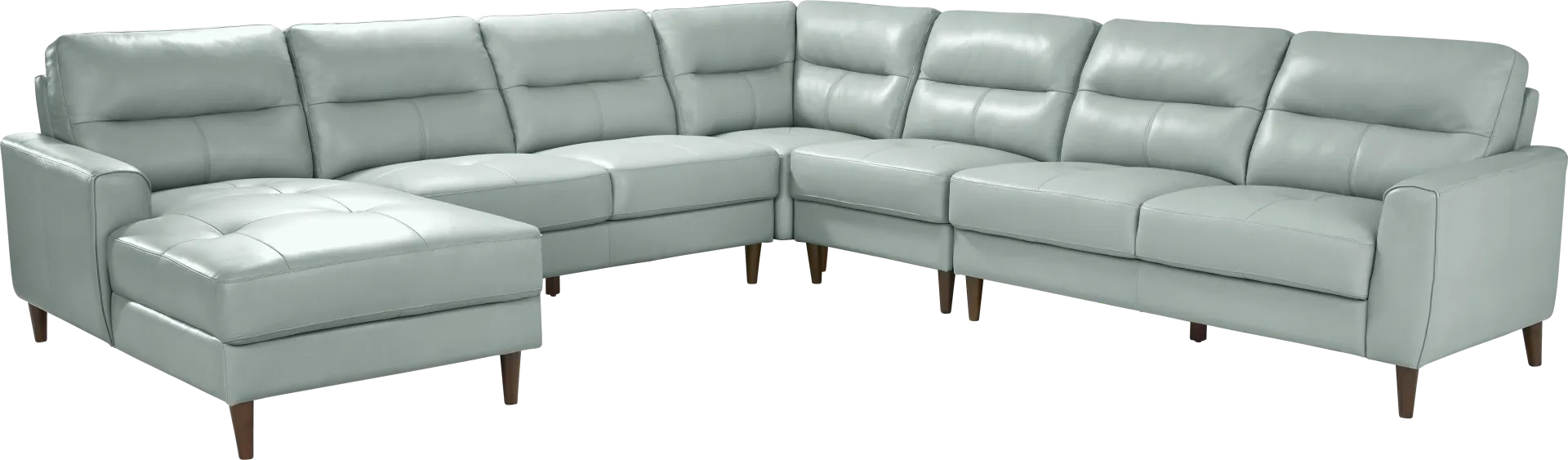Sutton Heights Aqua Leather 5 Pc Sectional - Image 1