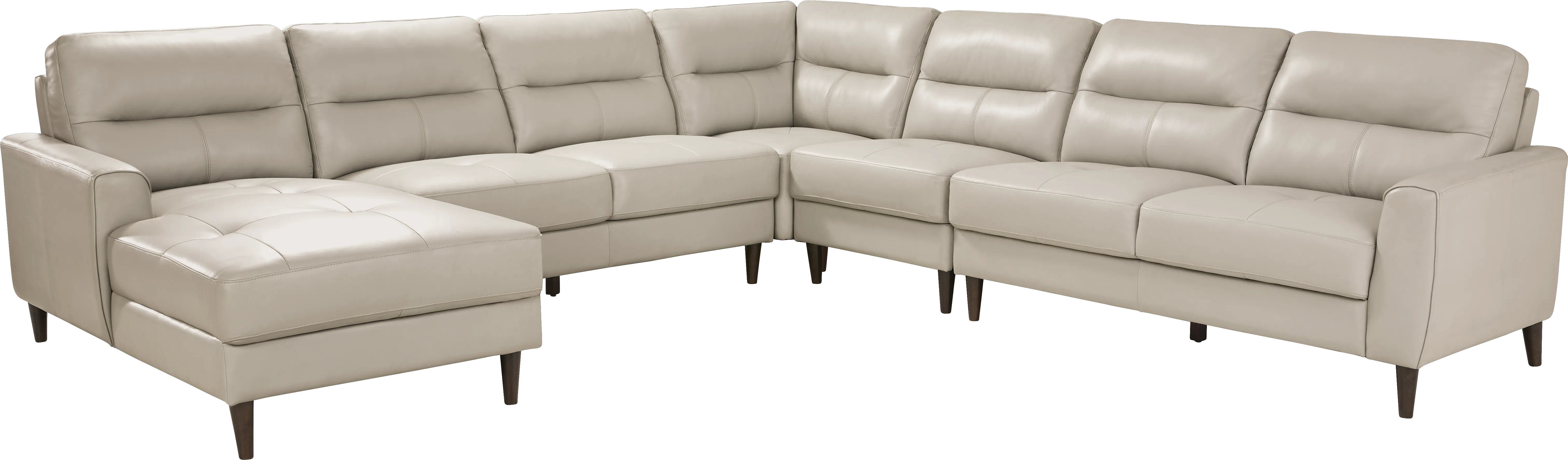 Sutton Heights Beige Leather 5 Pc Sectional - Thumbnail - Image 1