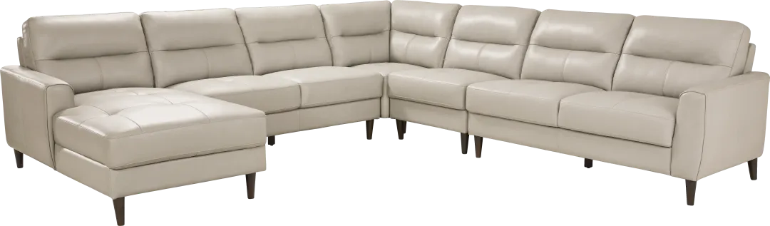 Sutton Heights Beige Leather 5 Pc Sectional