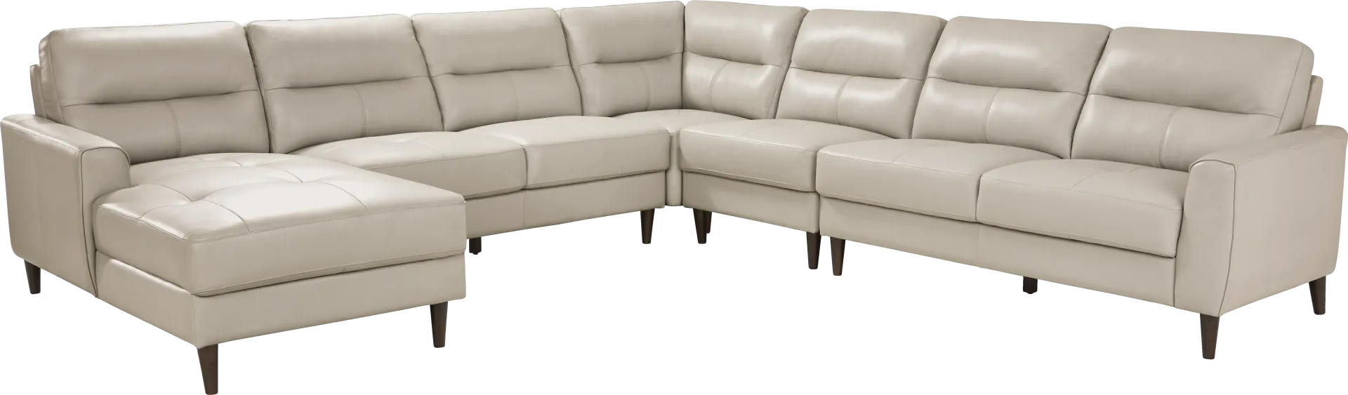Sutton Heights Beige Leather 5 Pc Sectional - Image 1