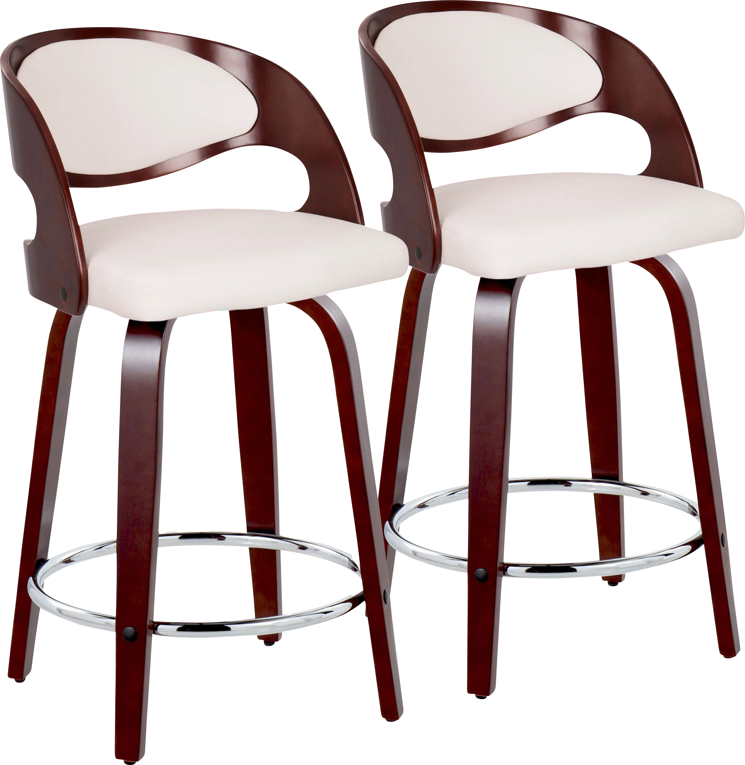 Tescord II White Swivel Counter Height Stool, Set of 2 - Thumbnail - Image 1
