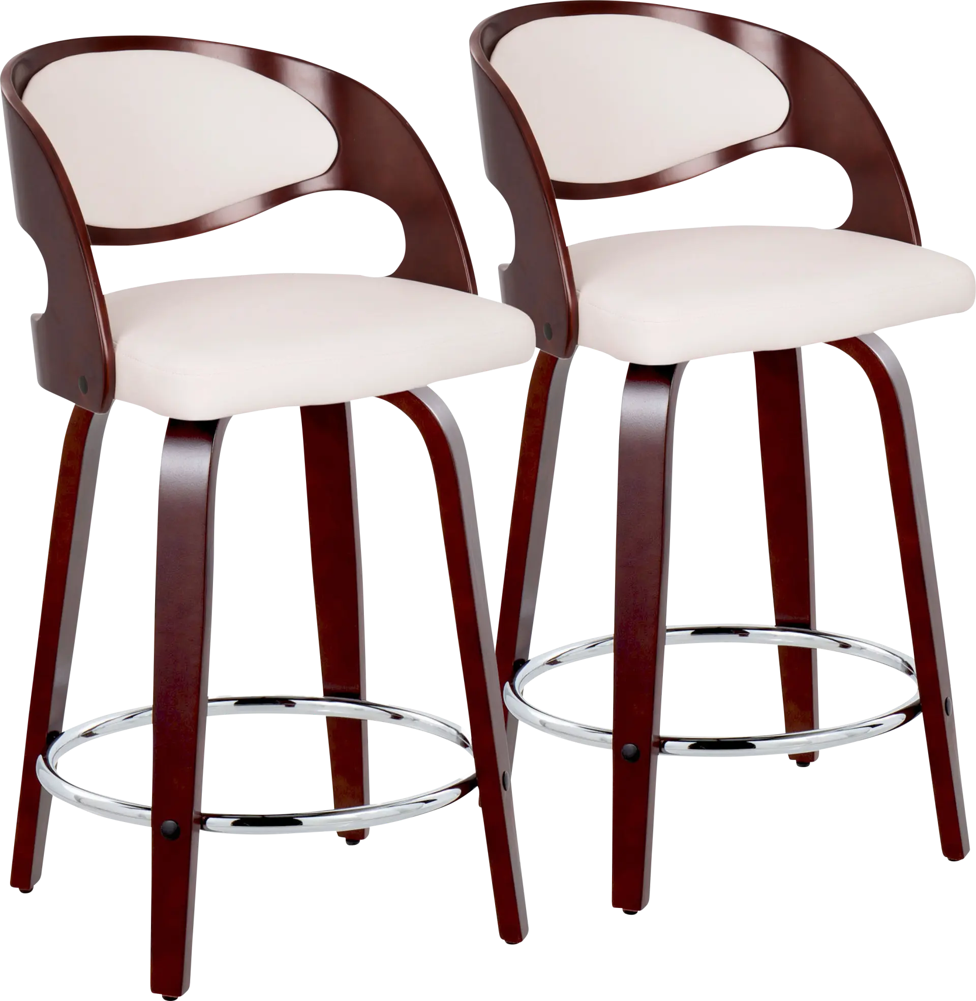 Tescord II White Swivel Counter Height Stool, Set of 2