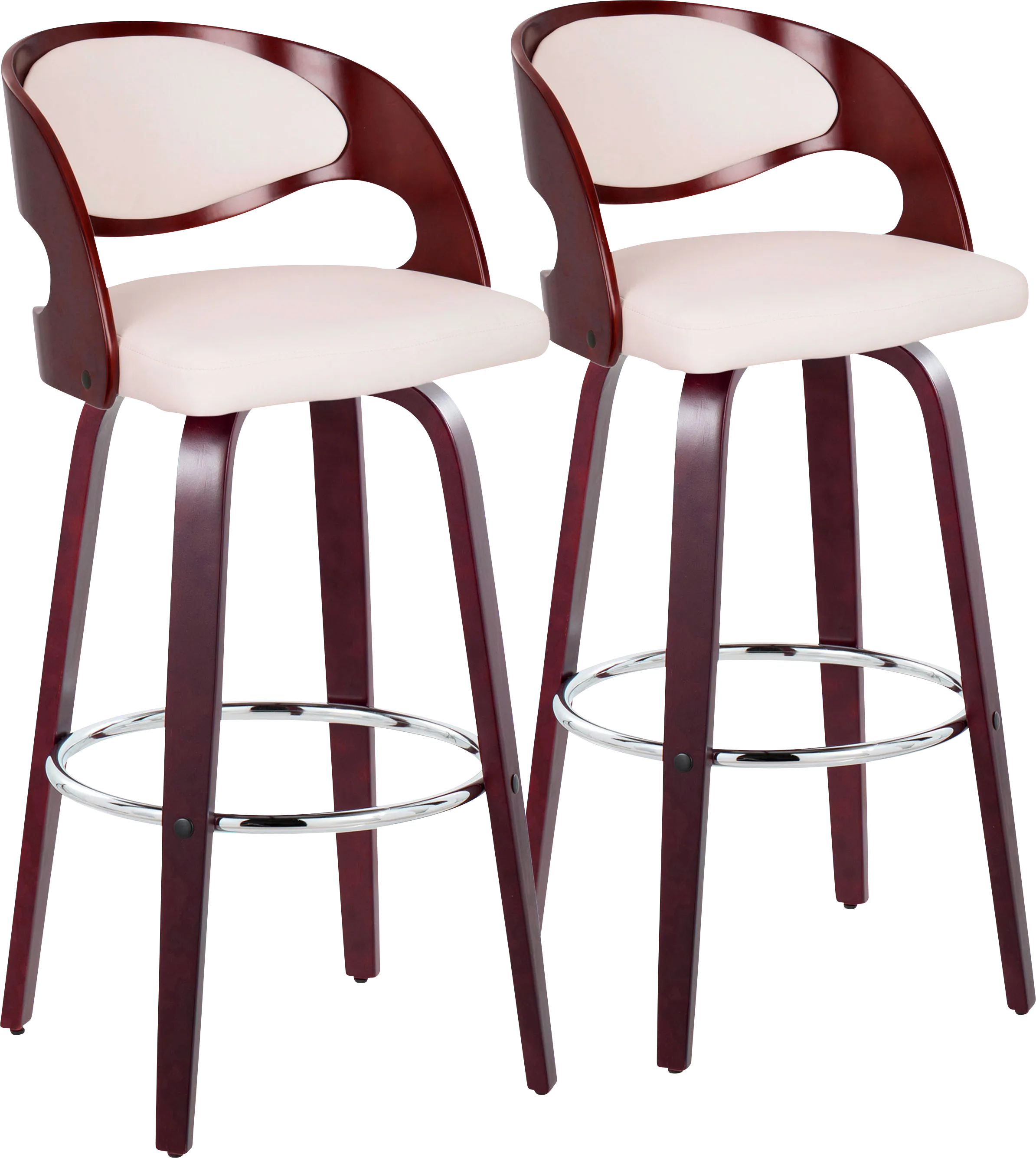 Tescord II White Swivel Barstool, Set of 2 - Thumbnail - Image 1