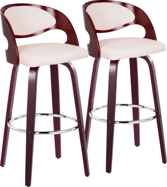Tescord II White Swivel Barstool, Set of 2