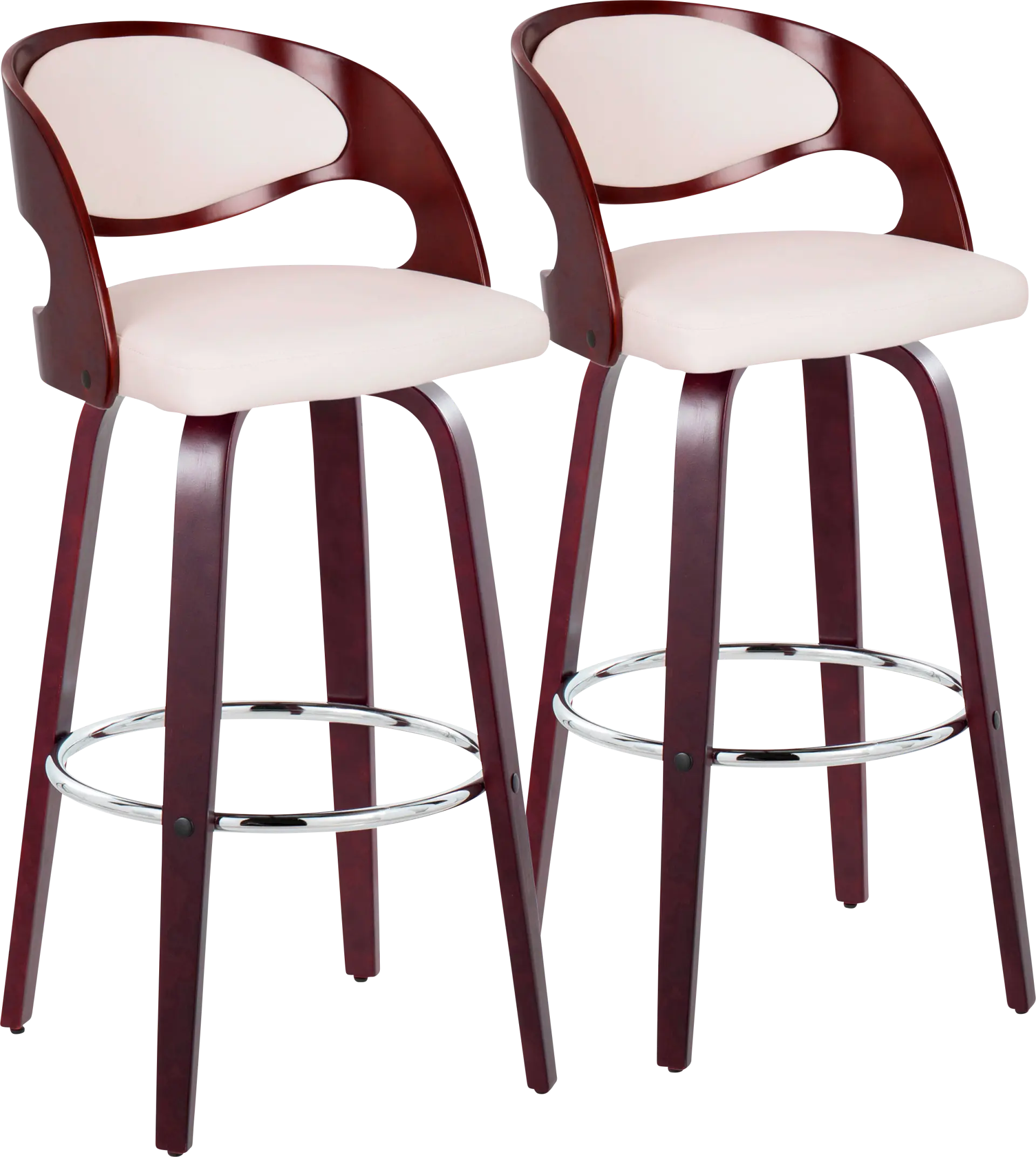Tescord II White Swivel Barstool, Set of 2