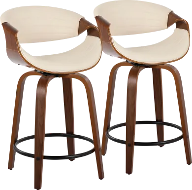 Lobolly II Cream Swivel Counter Height Stool, Set of 2