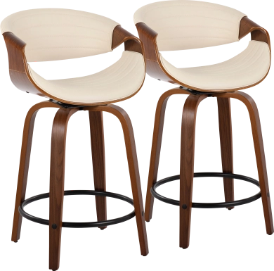 Lobolly II Cream Swivel Counter Height Stool, Set of 2