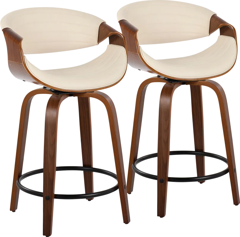 Lobolly II Cream Swivel Counter Height Stool, Set of 2