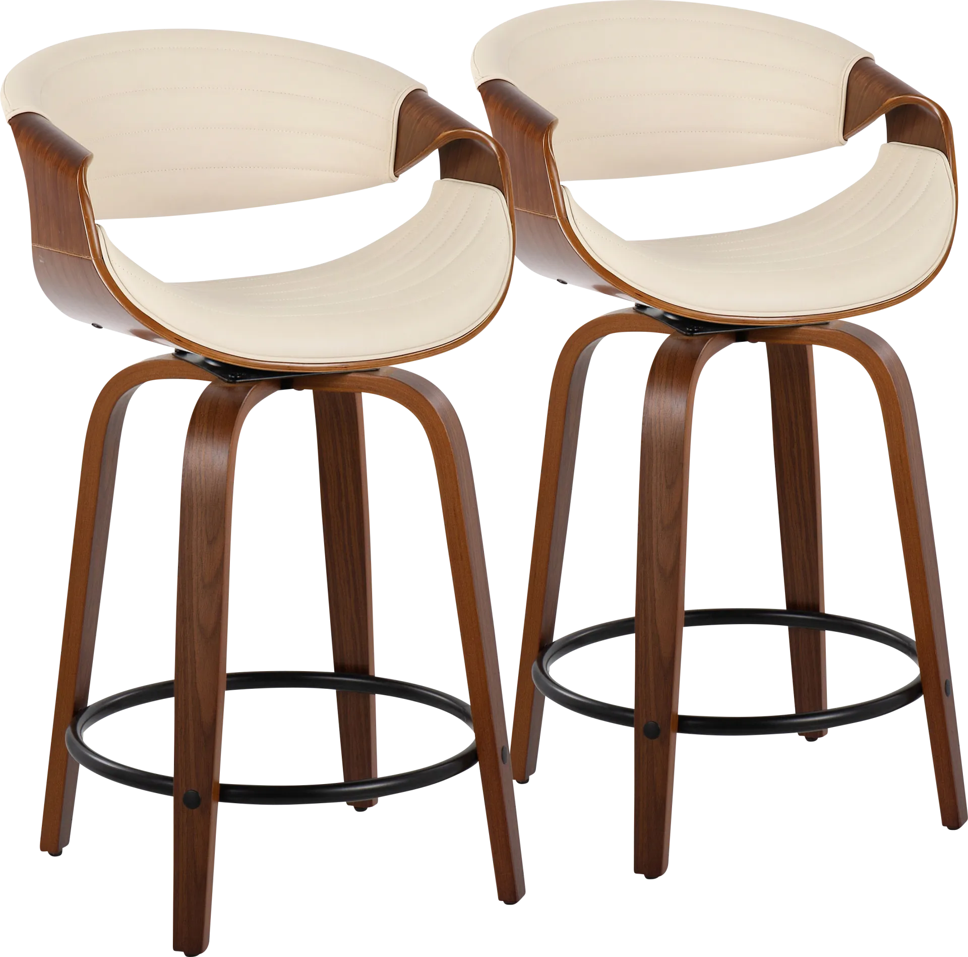 Lobolly II Cream Swivel Counter Height Stool, Set of 2 - Image 1
