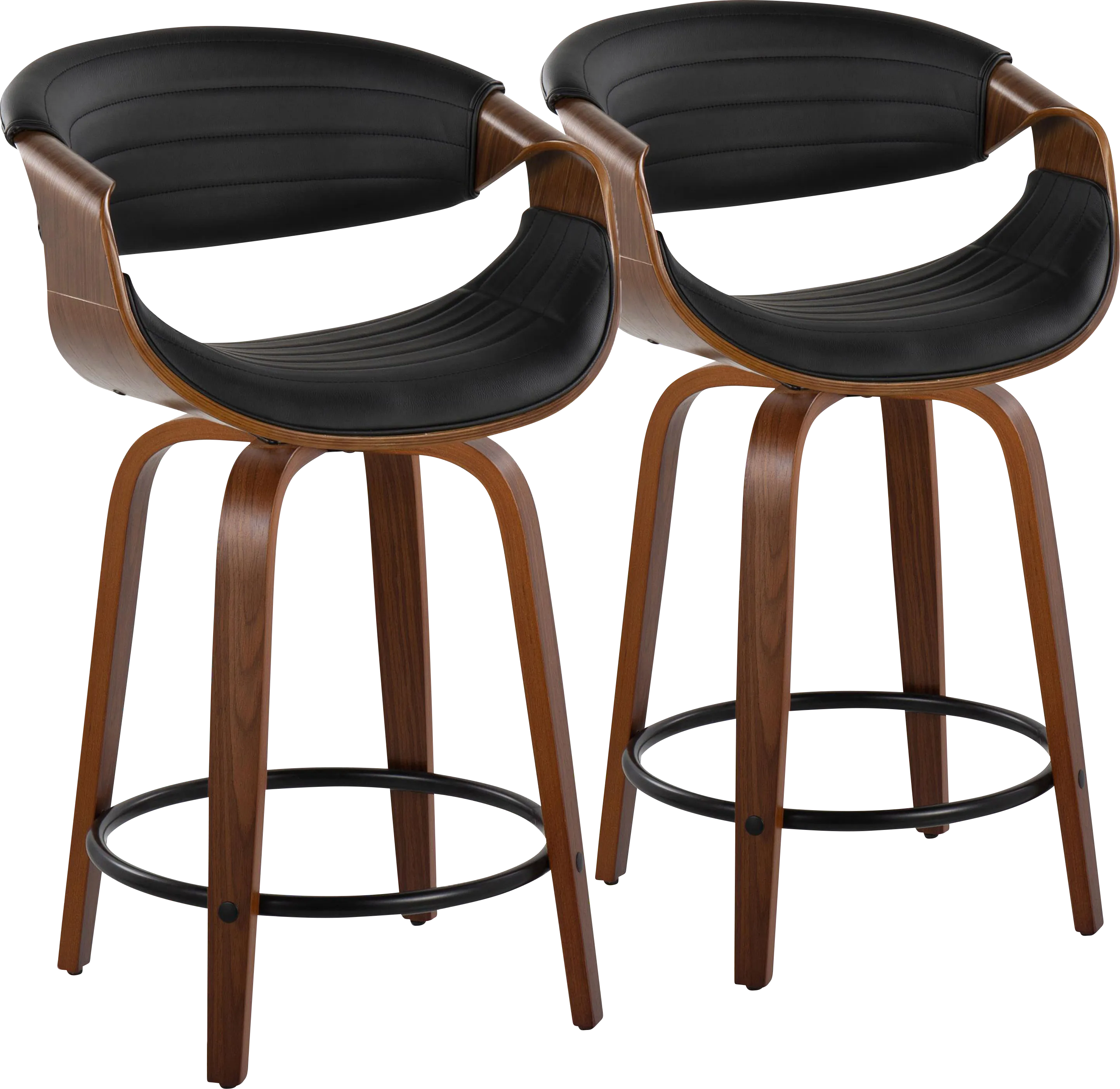Lobolly II Black Swivel Counter Height Stool, Set of 2 - Thumbnail - Image 1