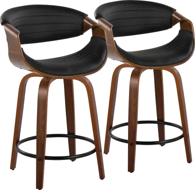 Lobolly II Black Swivel Counter Height Stool, Set of 2