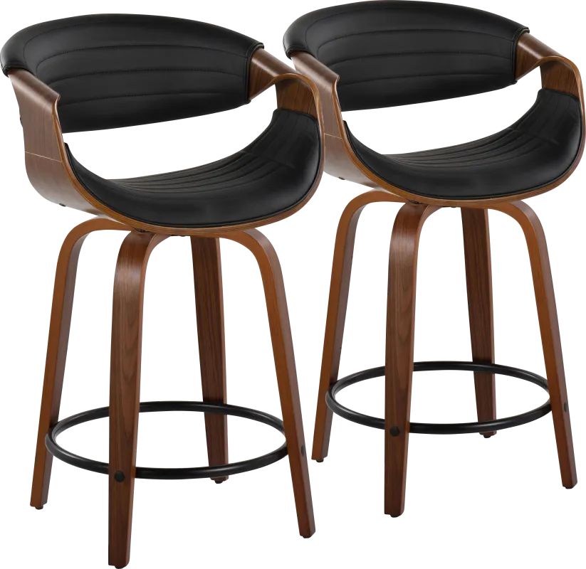 Lobolly II Black Swivel Counter Height Stool, Set of 2