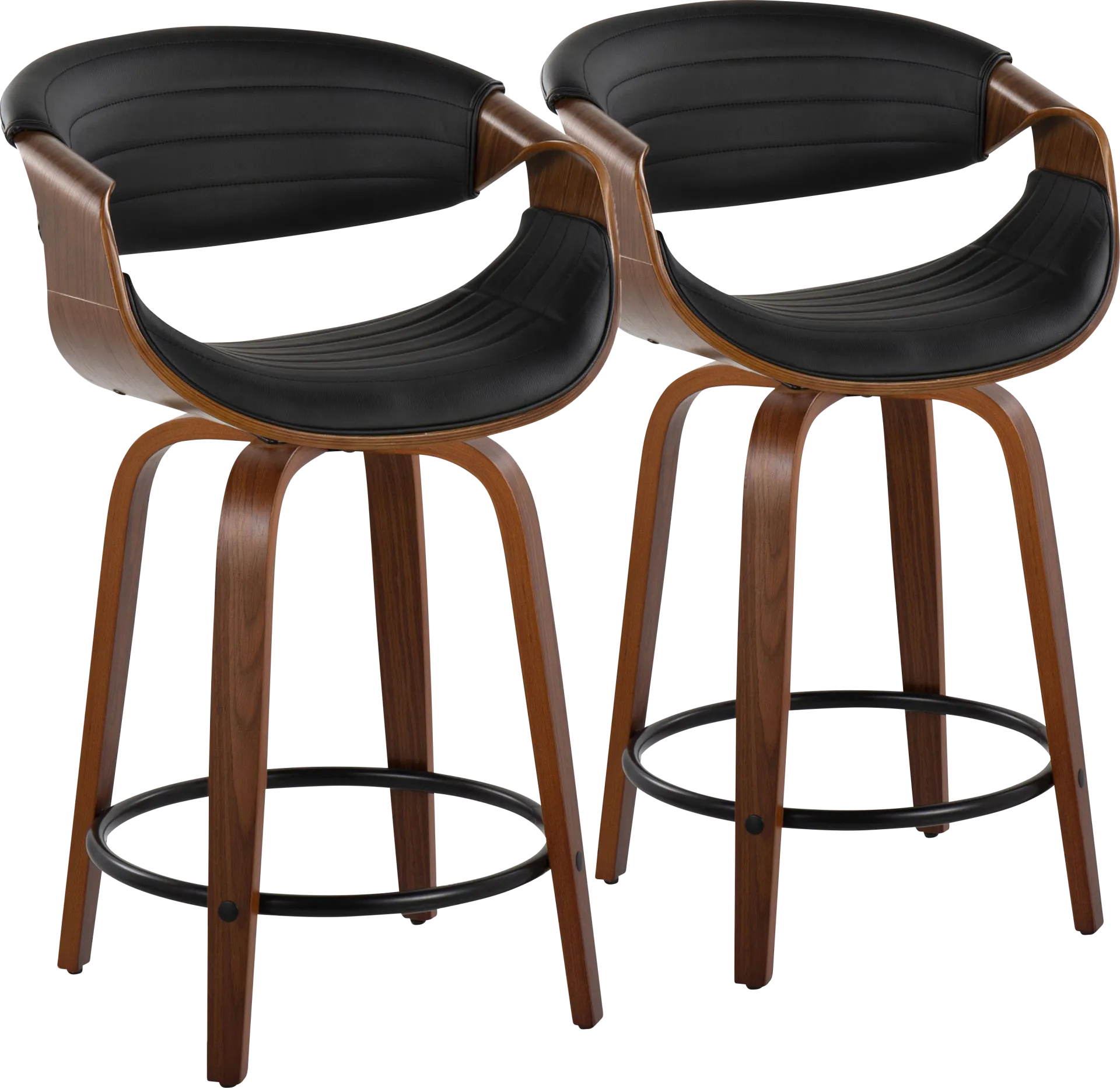 Lobolly II Black Swivel Counter Height Stool, Set of 2 - Image 1