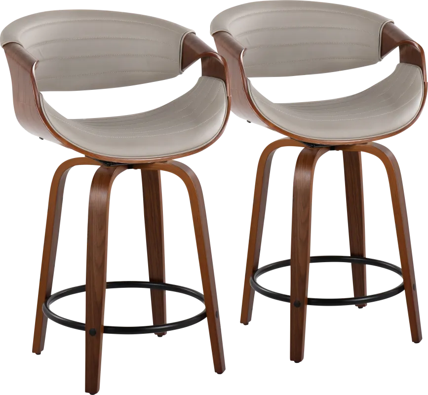 Lobolly II Gray Swivel Counter Height Stool, Set of 2