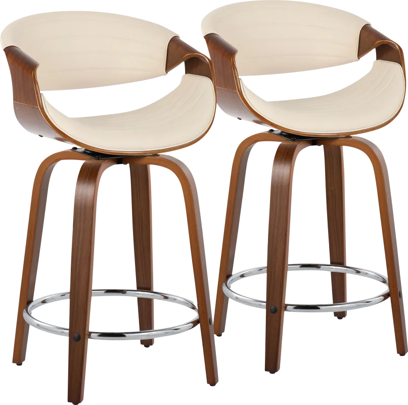 Loblolly III Cream Swivel Counter Height Stool, Set of 2