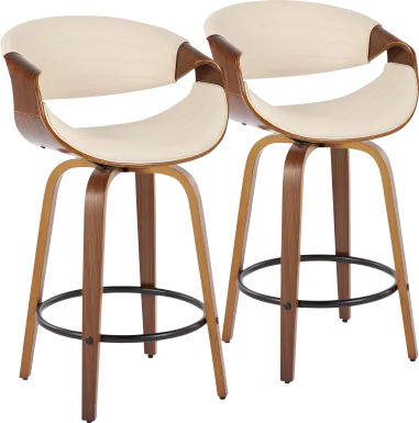 Loblolly V Cream Swivel Counter Height Stool, Set of 2