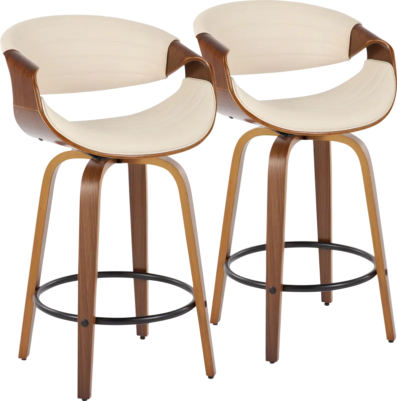 Loblolly V Cream Swivel Counter Height Stool, Set of 2