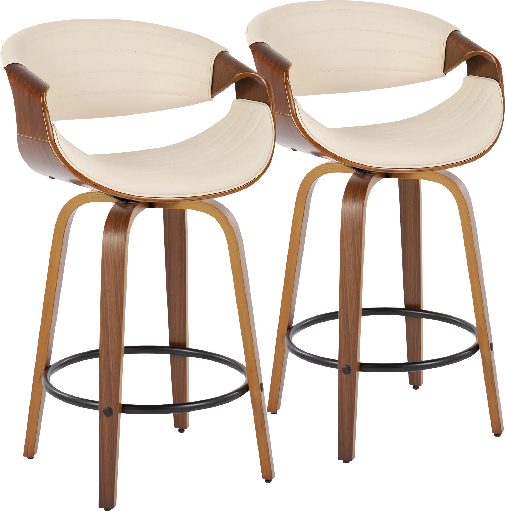 Loblolly V Cream Swivel Counter Height Stool, Set of 2 - Image 1