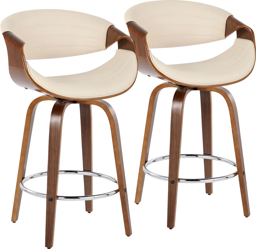 Loblolly VI Cream Swivel Counter Height Stool, Set of 2