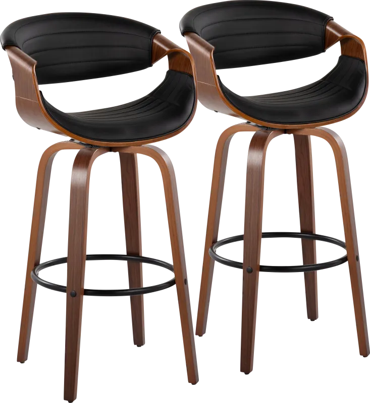 Loblolly II Black Swivel Barstool, Set of 2