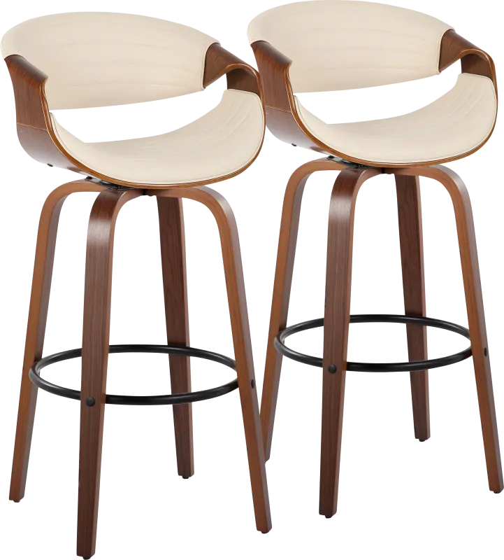 Loblolly II Cream Swivel Barstool, Set of 2