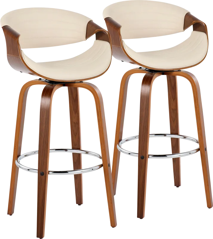 Loblolly III Cream Swivel Barstool, Set of 2