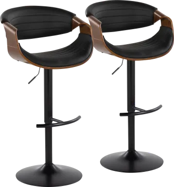 Loblolly VII Black Adjustable Barstool, Set of 2