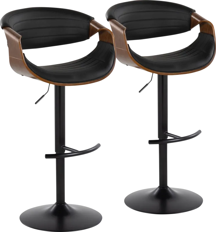 Loblolly VII Black Adjustable Barstool, Set of 2