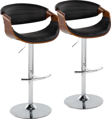 Loblolly IX Black Adjustable Barstool, Set of 2