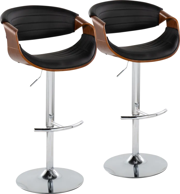 Loblolly IX Black Adjustable Barstool, Set of 2