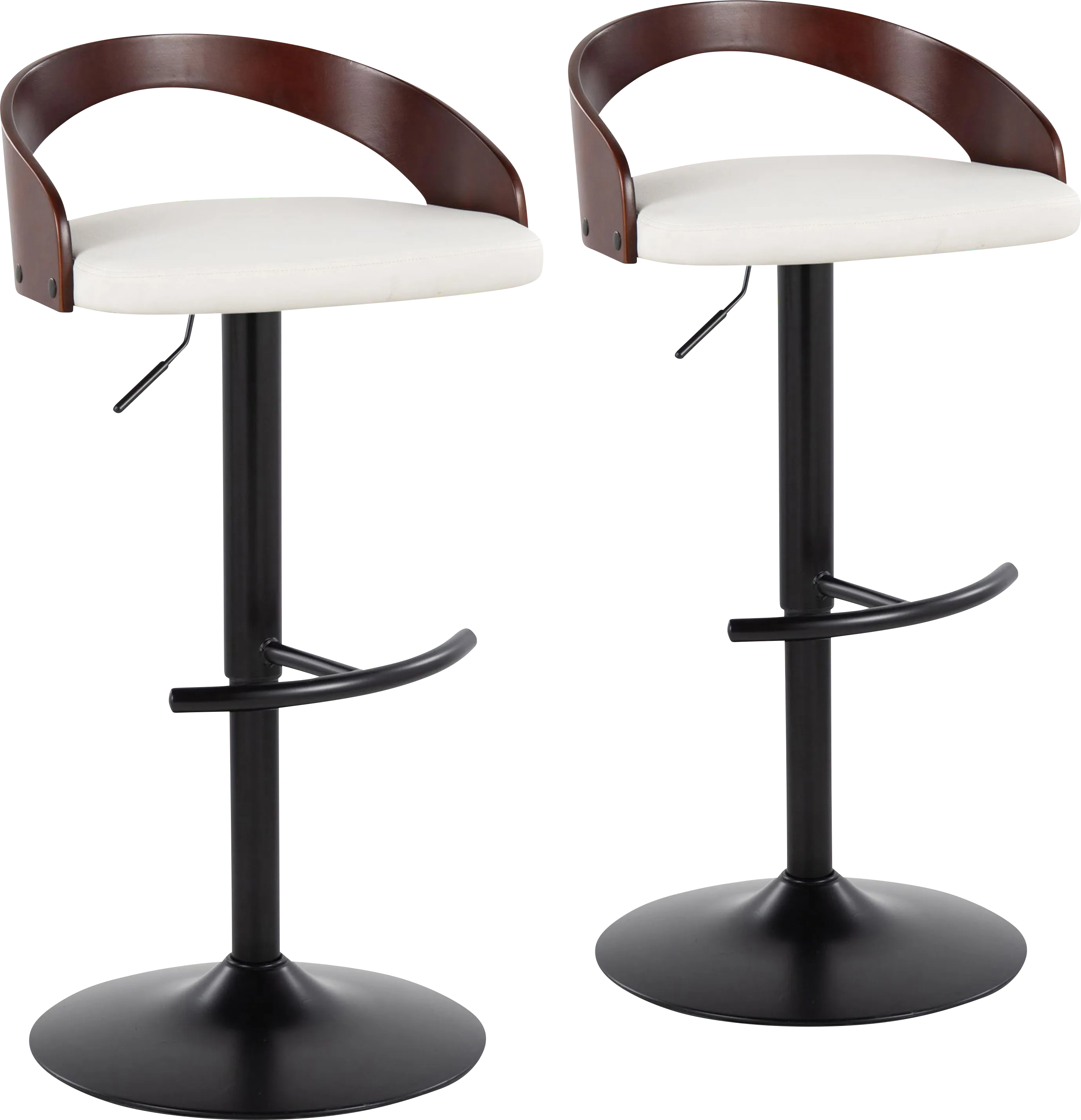 Zykan XV White Adjustable Barstool, Set of 2 - Thumbnail - Image 1
