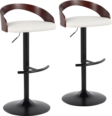 Zykan XV White Adjustable Barstool, Set of 2