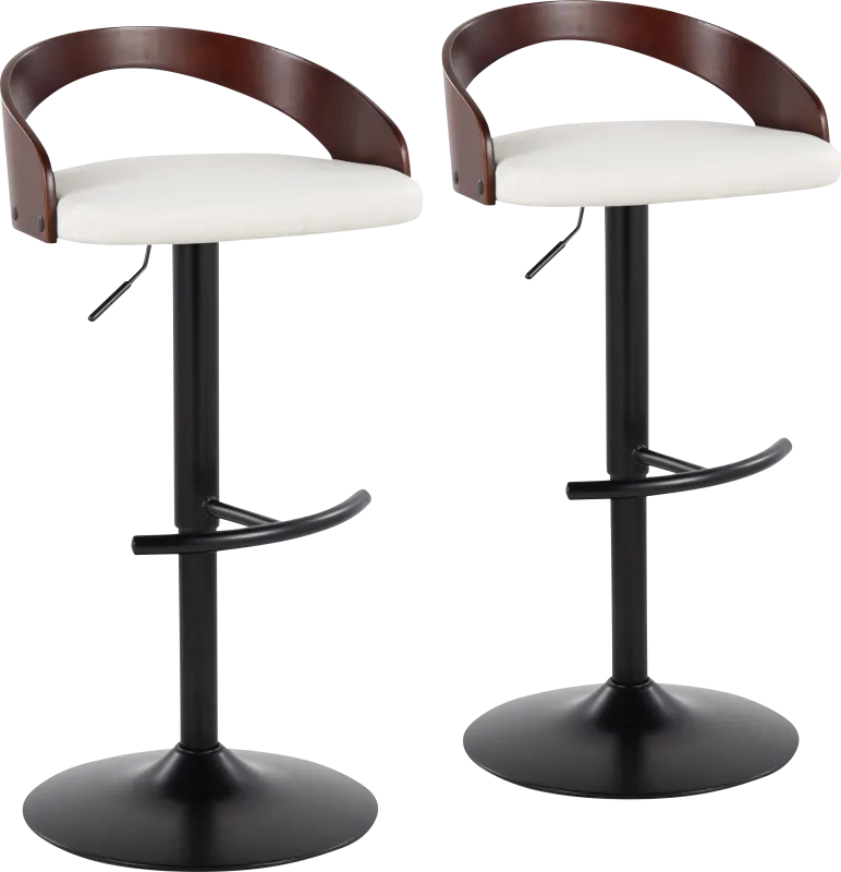 Zykan XV White Adjustable Barstool, Set of 2