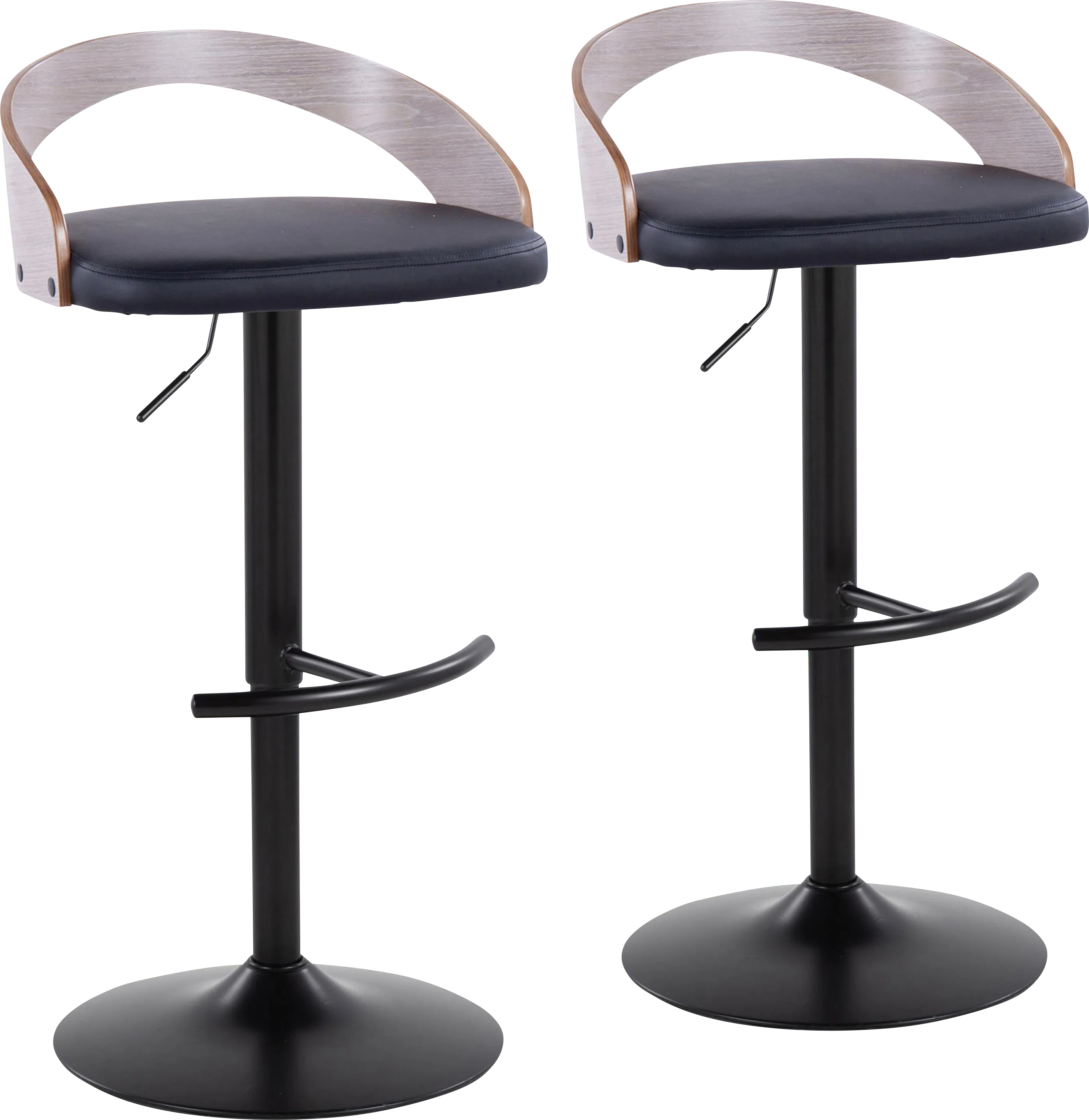 Zykan XVI Black Adjustable Barstool, Set of 2 - Thumbnail - Image 1