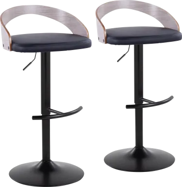 Zykan XVI Black Adjustable Barstool, Set of 2