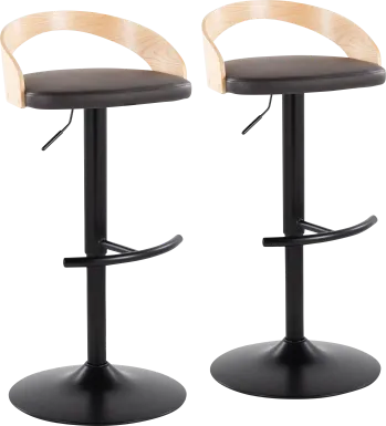 Zykan XVII Brown Adjustable Barstool, Set of 2