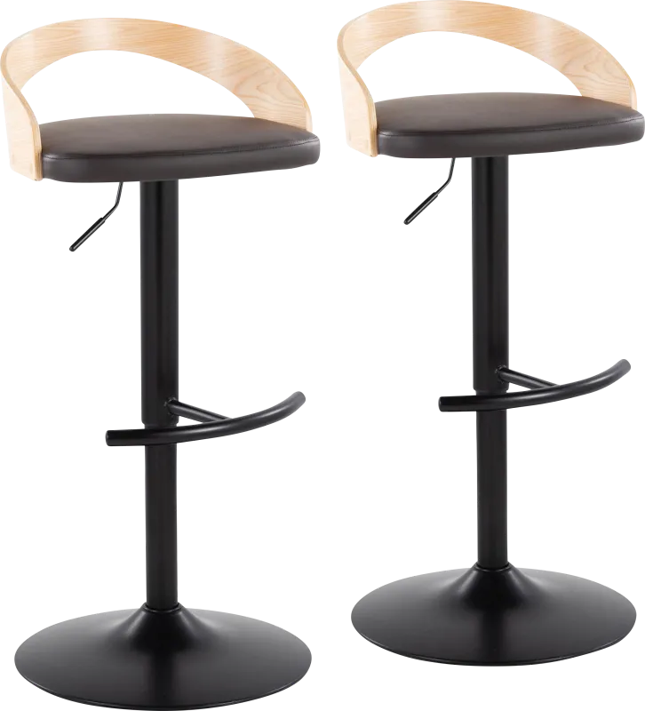 Zykan XVII Brown Adjustable Barstool, Set of 2