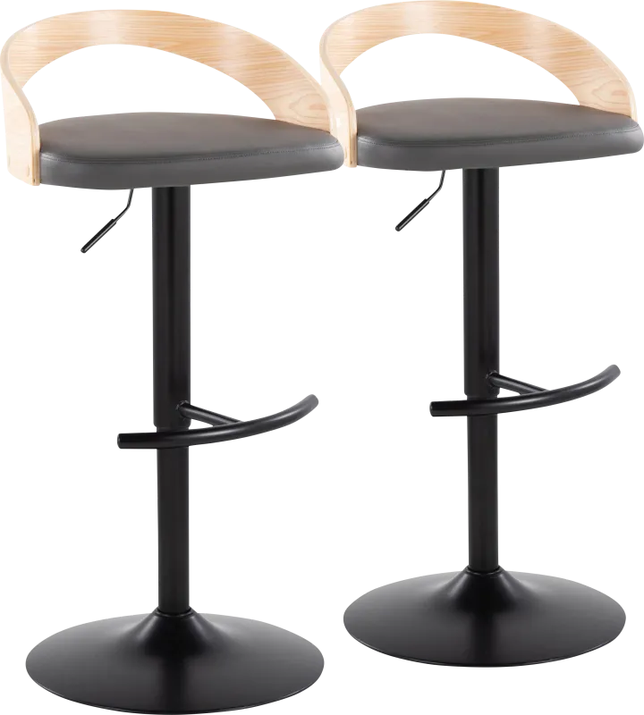 Zykan XVII Gray Adjustable Barstool, Set of 2