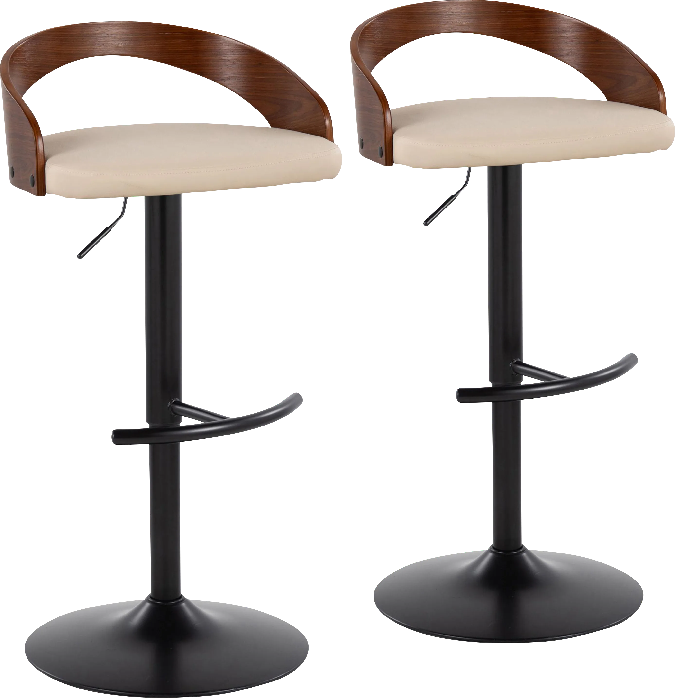 Zykan XVIII Cream Adjustable Barstool, Set of 2 - Thumbnail - Image 1