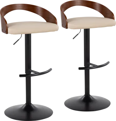 Zykan XVIII Cream Adjustable Barstool, Set of 2