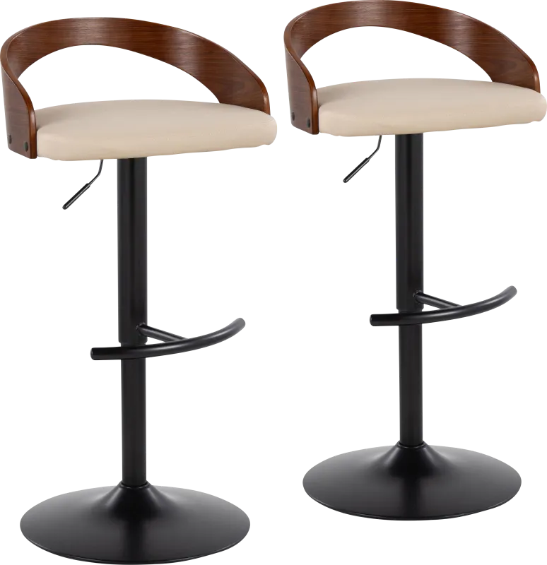 Zykan XVIII Cream Adjustable Barstool, Set of 2