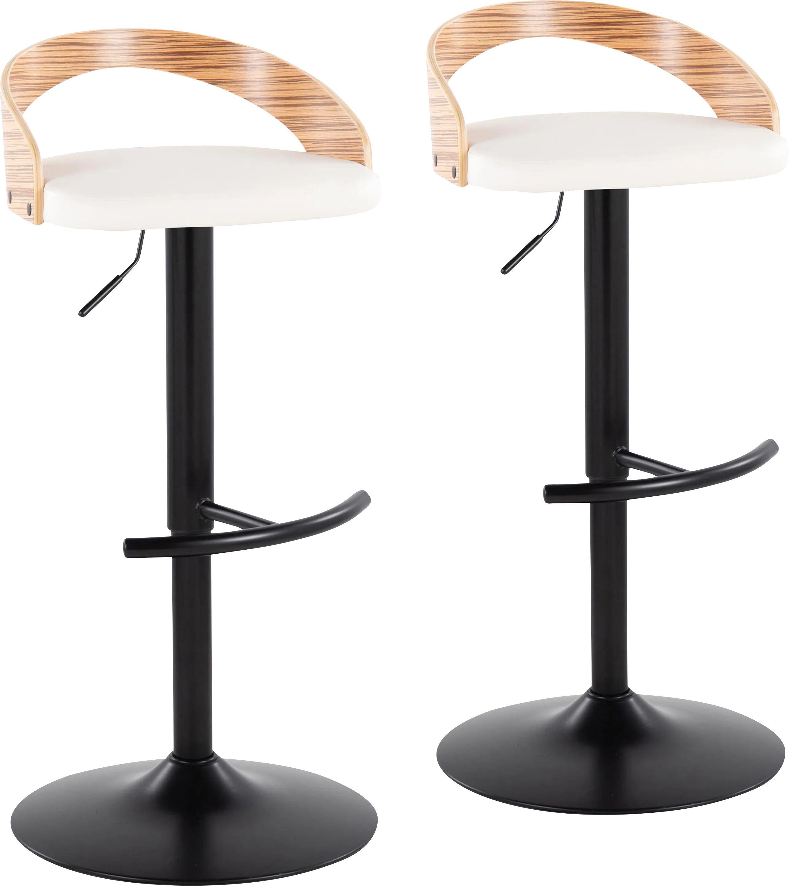 Zykan XIX White Adjustable Barstool, Set of 2 - Thumbnail - Image 1
